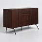 NTC Veil Sideboard with 2 Doors and 3 Drawers, Buffet Cabinet with Vertical Groove Design and Metal Legs, Storage Cabinet for Living Room, and Entryway, Effortless Assembly - Dark Walnut