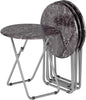 Folding Round TV Tray Table Set of 4, TV Dinner Table with Sturdy MDF Top, Eating Trays for Living Room with No Assembly Required, 17.5 x 17.5 x 26 in (Black Marble, 4Pcs)