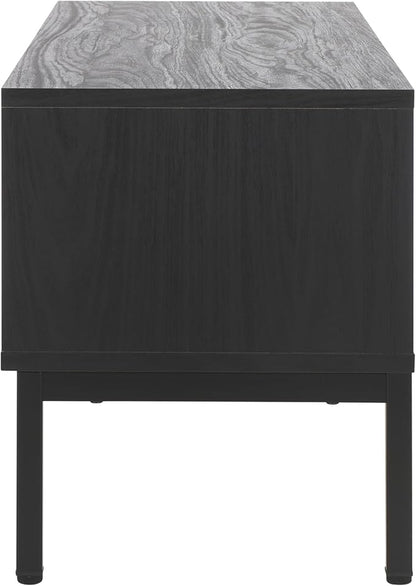 SAFAVIEH Lylia TV Stand for up to 55" Flatscreen – Black with Black Legs & Gold Handle, 1 Sliding Door, 1 Open Shelf, Entertainment Media Console (MED9617B)