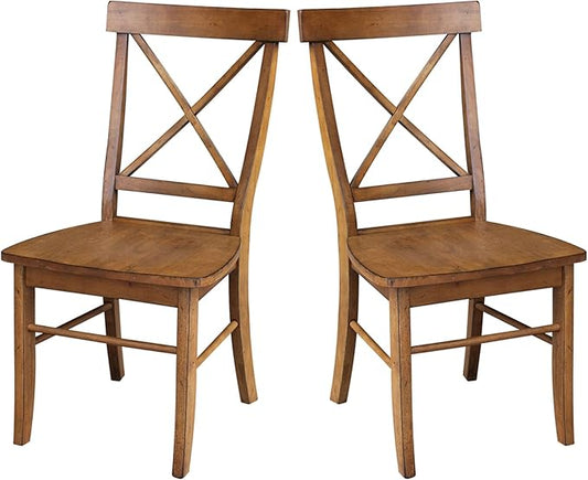 International Concepts Set of Two X-Back Dining Chair, Pecan