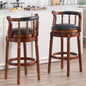 Cow top Leather Wooden Bar Stools, 360 Degree Swivel Bar Height Chair with Backs for Home Kitchen Counter, Morden Chair Barstools (Black-2pc, Bar Height-Seat Height 29.5”)