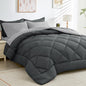 HEVUMYI King Comforter Set - 7-Piece All Season Bed in a Bag King, Ultra Soft Bedding Set with Comforter, Flat Sheet, Fitted Sheet, Pillowcases, Pillow Shams, Dark Grey & Light Grey