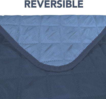 PureFit Reversible Sofa Couch Cover Water Resistant Couch Covers for 3 Cushion, Washable Furniture Cover with Non-Slip Foam and Adjustable Strap for Dogs, Pets (Oversized Sofa, Dark Blue/Light Blue)