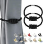 BEL AVENIR Magnetic Cotton Curtain Tiebacks, Decorative Drapery Holdbacks Modern Woven Tie-Backs with Exquisite Knot (Black Cotton, 2 Pack)
