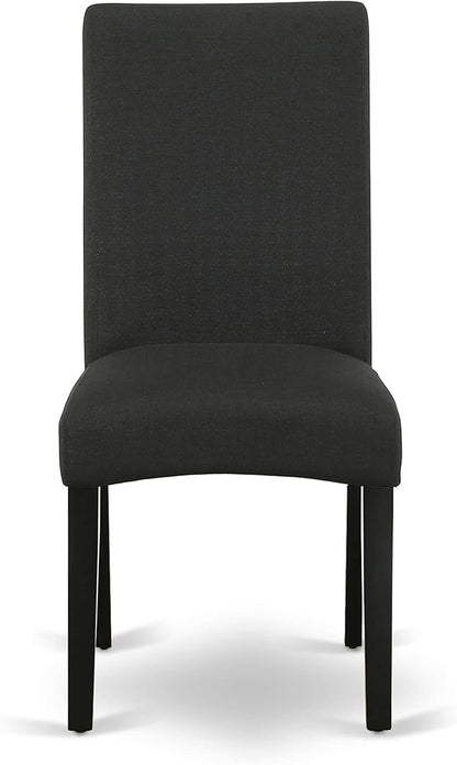 East West Furniture LGDR7-BLK-24 7 Piece Dining Table Set Consist of a Rectangle Dinner Table with Butterfly Leaf and 6 Black Color Linen Fabric Parson Chairs, 42x84 Inch, Black