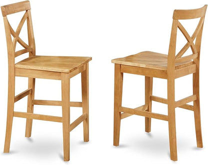 East West Furniture JAPB5-OAK-W 5 Piece Counter Height Dining Table Set Includes a Round Kitchen Table with Pedestal and 4 Dining Chairs, 36x36 Inch, Oak