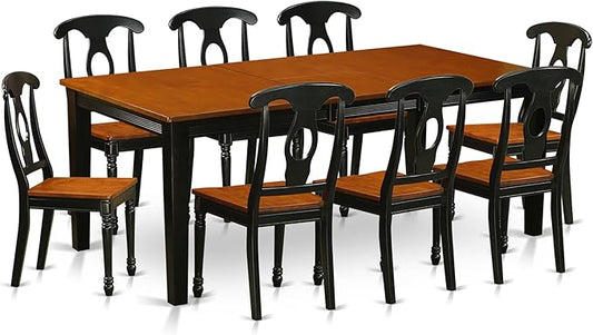 East West Furniture QUKE9-BCH-W 9 Piece Dining Room Furniture Set Includes a Rectangle Kitchen Table with Butterfly Leaf and 8 Dining Chairs, 40x78 Inch, Black & Cherry