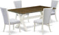 East West Furniture X077VE005-5 5 Piece Dining Room Table Set Includes a Rectangle Kitchen Table with X-Legs and 4 Grey Linen Fabric Parson Dining Chairs, 40x72 Inch, Multi-Color