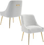 Modern Velvet Dining Chairs Set of 4, Contemporary Upholstered Furniture Collection with Polished Gold Metal Legs, Elegant Accent Chairs for Kitchen Living Room(Teddy Fleece,White)