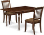 East West Furniture MZDA3-MAH-C 3 Piece Kitchen Table Set for Small Spaces Contains a Rectangle Dining Table with Dropleaf and 2 Linen Fabric Upholstered Chairs, 36x54 Inch, Mahogany