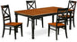 East West Furniture DOQU5-BCH-W 5 Piece Modern Dining Table Set Includes a Rectangle Wooden Table with Butterfly Leaf and 4 Kitchen Dining Chairs, 42x78 Inch, Black & Cherry