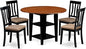 East West Furniture SUAN5-BCH-C 5 Piece Kitchen Table & Chairs Set Includes a Round Dining Table with Dropleaf & Shelves and 4 Linen Fabric Dining Room Chairs, 42x42 Inch, Black & Cherry