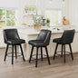 Vipbear Swivel Counter Height Bar Stools Set of 3,26.8" H Counter Stools with Back, Mid Century Modern Bar Stools for Kitchen Island,Faux Leather,Wooden Base, Black