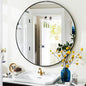 Black Round Bathroom Mirror, 24 inch Circle Wall Mounted Hanging Mirror with Simple Modern Circular Metal Frame for Hallway, Entryway, Living Room, Black Frame