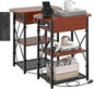 Narrow Side Table with Charging Station, End Tables Set of 2 for Small Spaces, Flip Top End Table with Storage, Side Tables Set 2 Living Room, Nightstand with Drawer for Bedroom, Cherry