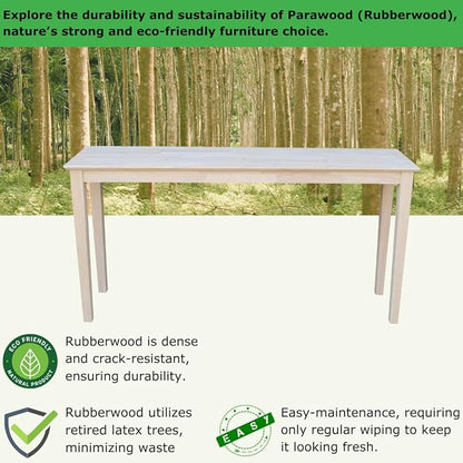 IC International Concepts Extended Length Shaker Console Table, 60" W x 16" D x 30" H Real/Solid Parawood, Kitchen/Dining, 50 Lbs. Wt. Capacity, DIY, Paint/Stain In Any Color, Unfinished