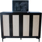 Buffet Sideboard, Side Storage Cabinet, entryway Cabinet, Buffet Sideboard with Rattan, Featuring 4 Doors and Adjustable Shelves, Suitable for Living Room (Black)