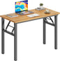 DlandHome Folding Desk Small Desk 31.5 inches Computer Desk for Home Office Folding Table Writing Table for Small Spaces No Assembly Required Teak & Black Frame