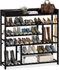 Bamworld Shoe Rack for Front Door Entrance Bamboo Shoe Organizer with Storage Box Free Standing Shoe Cabinet Shoe Storage Shelf for Entryway, Closet and Doorway (Black)