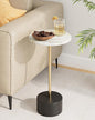 Drink Table Pedestal, Round Side Table, Drink Tables for Small Spaces, Pedestal End Table, Small Pedestal Table (Black Gold)