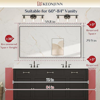 Keonjinn Brushed Gold Bathroom Mirror 60” x 30” Metal Framed Rectangular Wall Mirror Large Farmhouse Bathroom Mirrors Rectangle Gold Wall-Mounted Vanity Mirrors(Horizontal/Vertical)