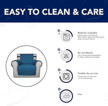 PureFit Reversible Sofa Couch Cover Water Resistant Couch Covers for 3 Cushion, Washable Furniture Cover with Non-Slip Foam and Adjustable Strap for Dogs, Pets (Oversized Sofa, Peacock Blue/Ivory)