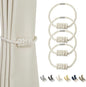 BEL AVENIR Magnetic Curtain Tiebacks, Decorative Drapery Holdbacks Modern Woven Tie-Backs with Exquisite Knot (Beige, 4 Pack)