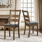 COLAMY Upholstered Dining Chairs Set of 2, PU Leather Ladder High Back Dining Room Kitchen Side Chair with Adjustable Foot Pegs, Dark Brown