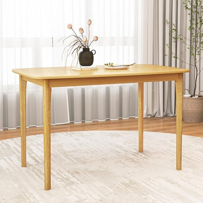COSTWAY Dining Table, 48” Wooden Rectangular Kitchen Table with Solid Rubber Wood Legs, Spacious Tabletop for Kitchen, Dining Room, Restaurant