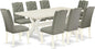 East West Furniture X027EL207-9 9 Piece Kitchen Table & Chairs Set Includes a Rectangle Dining Room Table with X-Legs and 8 Gray Linen Fabric Parson Dining Chairs, 40x72 Inch, Multi-Color