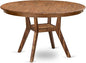F58-0N-TP - Modern Dining Table with Acacia Wood Round Tabletop, Antique Walnut Finish