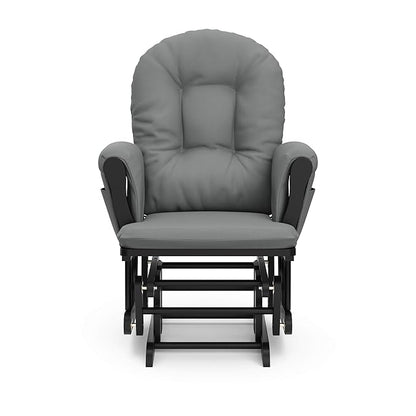 Storkcraft Premium Hoop Glider & Ottoman (Black with Gray) — GREENGUARD Gold Certified, Solid Wood Craftsmanship, Convenient Storage Pockets, Smooth-Gliding Chair for Nursery, Multi-Award-Winning