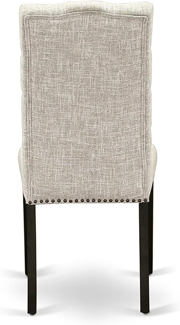 East West Furniture X697EL635-6 6 Piece Dining Table Set Contains a Rectangle Dining Room Table with X-Legs and 4 Doeskin Linen Fabric Parson Chairs with a Bench, 40x72 Inch, Multi-Color