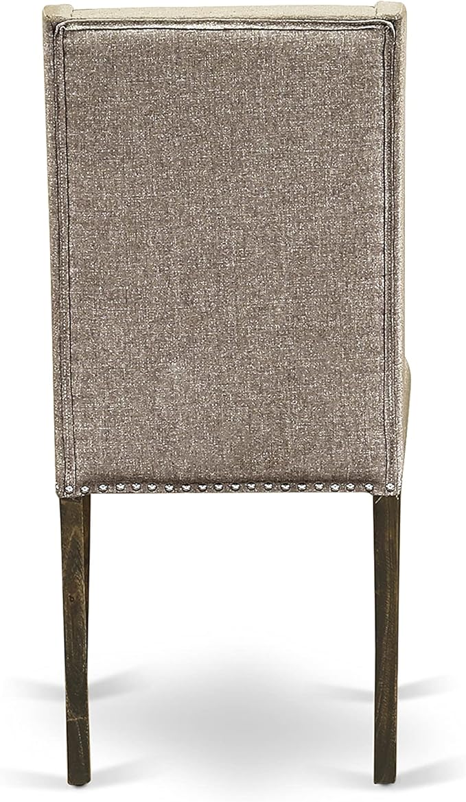East West Furniture X797FL716-5 5 Piece Dining Table Set for 4 Includes a Rectangle Kitchen Table with X-Legs and 4 Dark Khaki Linen Fabric Parson Dining Chairs, 40x72 Inch, Multi-Color