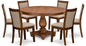 F2MZ7-50N-04 7-Pc Wooden Dining Set Includes a Pedestal Table and 6 Light Tan Polyester Parson Chairs with Padded Back - Antique Walnut