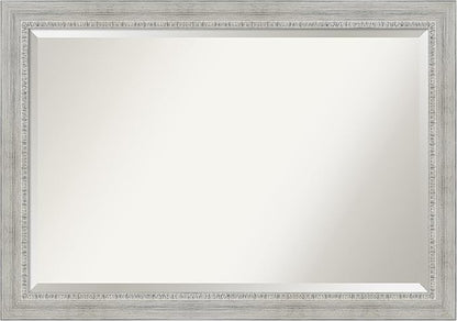 Amanti Art White Bathroom Mirror for Over Sink, 29x41 Rustic White Wash Rectangle Vanity Mirror, Large Rustic Farmhouse Wood Frame, Hangs Horizonally and Vertically, Bathroom Wall Decor, Beveled Edge