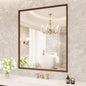 Rectangle Bathroom Mirror 30x36 Inch, Walnut Wood Grain Framed, Anti-Rust & 4mm Tempered Glass, Horizontal/Vertical Hanging Vanity Mirror for Bathroom & Bedroom