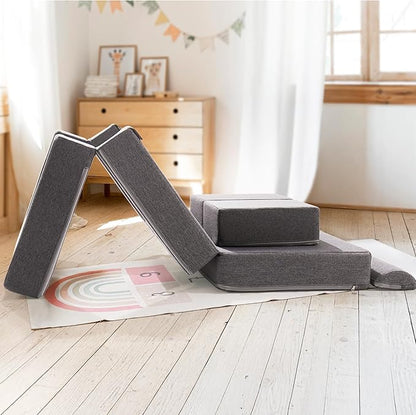 ROBOTIME Modular Play Couch for Kids – Convertible Foam Toddler Sofa for Boys & Girls, Kids Couch for Playroom & Bedroom, Versatile Building Sofa for Forts and Reading Nooks (Space Grey)