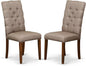East West Furniture ELP3T16 Elsa Parson Dining Chairs - Button Tufted Nailhead Trim Dark Khaki Linen Fabric Upholstered Chairs, Set of 2, Mahogany