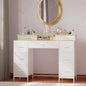 Dresser for Bedroom with 9 Drawers & 2 Open Shelves, Fabric Storage Dresser, Chest of Drawers, Long Dresser for Closet, Wooden Top & Metal Frame, Classic White