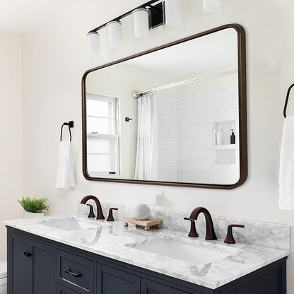 ANDY STAR Bronze Bathroom Mirror 30X40, Large Brushed Bronze Mirror for Wall, Rounded Rectangle Mirror Oil Rubbed Bronze, Bronze Vanity Mirrors in Metal Frame Hangs Horizontal Or Vertical