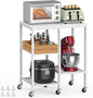 Kitchen Microwave Cart with Wheels,Coffee Bar Table Station,4-Tier Rolling Baker's Oven Rack,Small Appliance Storage Shelf,Utility Trolley Side Table for Kitchen,Office, Living Room (Snowy White)