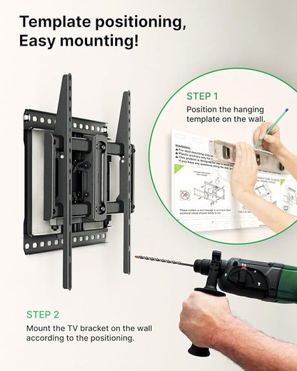 USX MOUNT Full Motion TV Wall Mount for Large TVs 42-95 Inch up to 150 lbs, Wall Mount TV Bracket with Swivel and Tilt, Fits 16",18", 24" Wood Studs, Max VESA 600x400mm Fit 65+ 75+ 85 86 90 TVs XML025