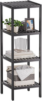 SMIBUY Bathroom Storage Shelf, 4-Tier Bamboo Rack Organizer, Multifunctional Shelving Unit for Living Room Bedroom Kitchen (Black)