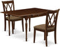 East West Furniture MZCL3-MAH-C 3 Piece Dining Table Set for Small Spaces Contains a Rectangle Dining Room Table with Dropleaf and 2 Linen Fabric Upholstered Chairs, 36x54 Inch, Mahogany