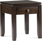 SIMPLIHOME Cosmopolitan SOLID WOOD 18 inch Wide Square Contemporary End Side Table in Mahogany Brown for the Living Room and Bedroom