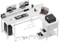 66" L Shaped Computer Desk, 94.4'' Home Office Desk with Power Outlets, 4 Adjustable Storage Drawers & 2 Monitor Stands, Large Two Person Gaming Table for Writing Study, White