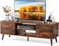 DUMOS TV Stand for 55 60 inch TV, Entertainment Center with Storage Cabinet, Mid Century Vintage Media Console Table, Adjustable Hinge, Wooden Television Furniture for Living Room, Office
