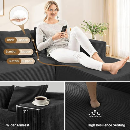 ANONER 103" Cloud Sectional Couch with L-Shape Chaise, Modern Minimalist Modular Sofa with Deep Seat, Free Combination Cloud Couches for Living Room Apartment, No Assembly Required, Dark Grey