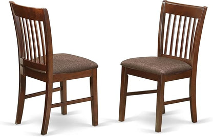 East West Furniture MZNO5-MAH-C 5 Piece Modern Dining Table Set Includes a Rectangle Wooden Table with Dropleaf and 4 Linen Fabric Dining Room Chairs, 36x54 Inch, Mahogany